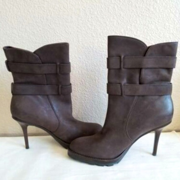 BLACK FRIDAY 35% SALE! Coach Thelma Espresso Brown Leather Mid Calf Boots 8 Wmns - Picture 1 of 8